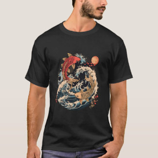 Koi Fish Ocean Japanese Koi Carp Fish Waves Japane T-shirt