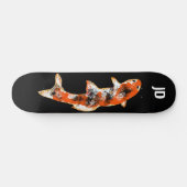 Koi Fish op Black Custom Initialen Persoonlijk Skateboard (Horizontaal)