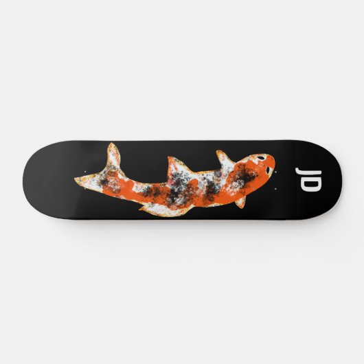 Koi Fish op Black Custom Initialen Persoonlijk Skateboard (Horizontaal)