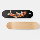 Koi Fish op Black Custom Initialen Persoonlijk Skateboard (Horizontaal)