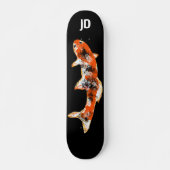Koi Fish op Black Custom Initialen Persoonlijk Skateboard (Voorkant)