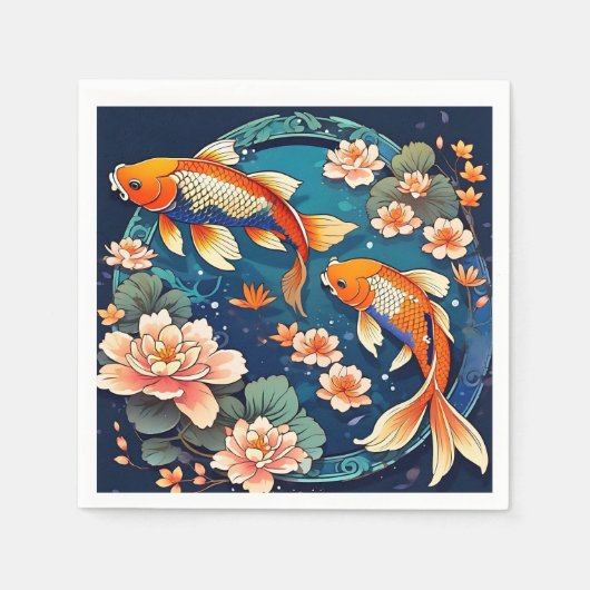 Koi Fish op Indigo Servet (Voorkant)