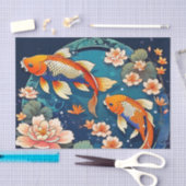 Koi Fish op Indigo Tissuepapier (Craft)