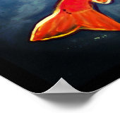 Koi Fish Oranje Yellow Blue Goldfish Art Poster (Hoek)