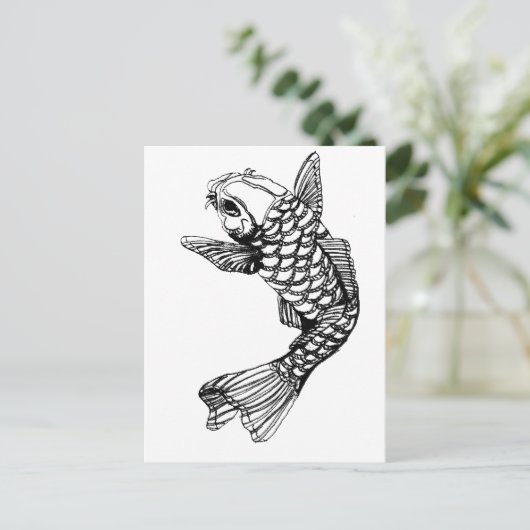 Koi Fish Outline Briefkaart (Staand voorkant)