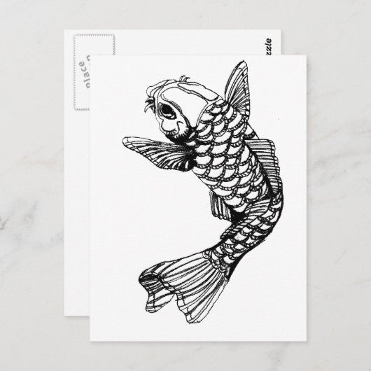 Koi Fish Outline Briefkaart (Voorkant / Achterkant)