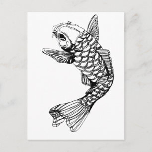 Koi Fish Outline Briefkaart