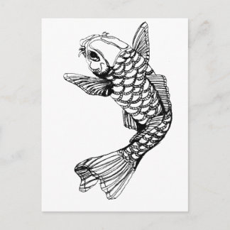Koi Fish Outline Briefkaart