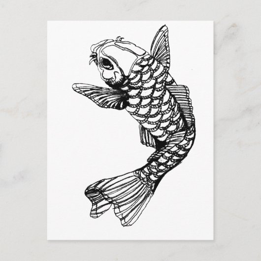 Koi Fish Outline Briefkaart (Voorkant)