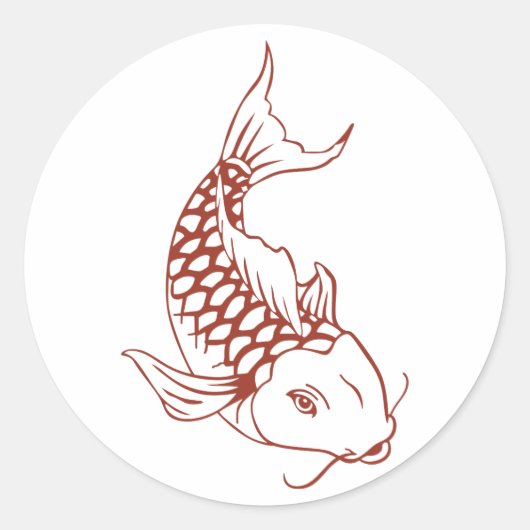 Koi Fish Outline Ronde Sticker (Voorkant)
