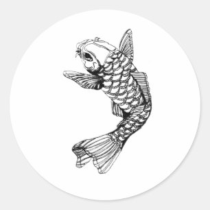 Koi Fish Outline Ronde Sticker