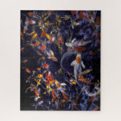 KOI FISH OVER FLOWENDE JIGSAW PUZZLE LEGPUZZEL (Verticaal)
