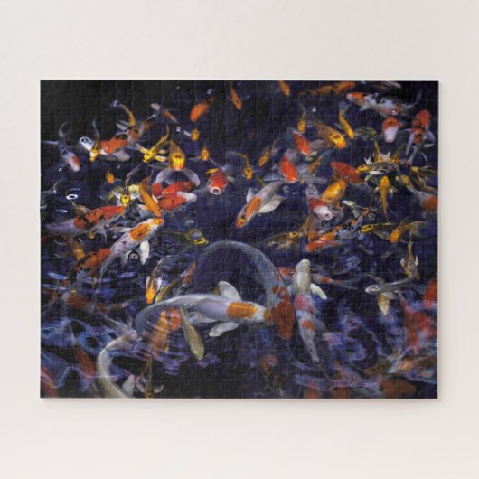 KOI FISH OVER FLOWENDE JIGSAW PUZZLE LEGPUZZEL (Horizontaal)
