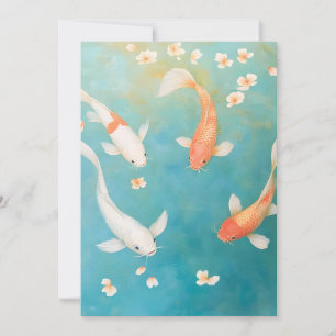 Koi Fish Petal Bloom Waterverf Aankondiging