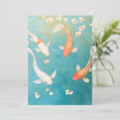 Koi Fish Petal Bloom Waterverf Aankondiging (Staand voorkant)