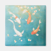 Koi Fish Petal Bloom Waterverf Magneet (Voorkant)
