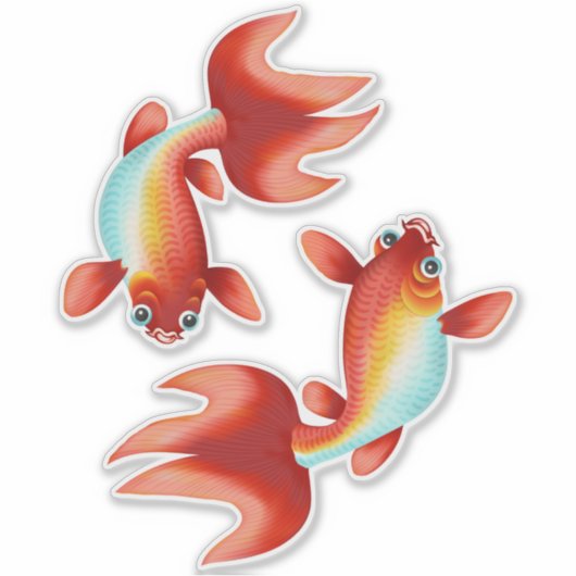 Koi Fish Pisces Zodiac Sign Sticker (Voorkant)