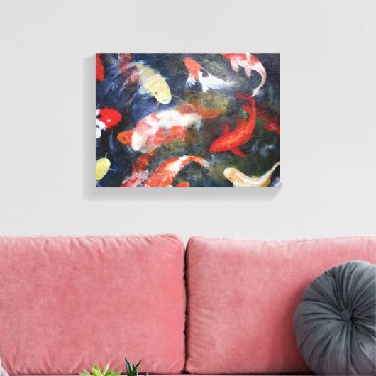 Koi Fish Pond, Abstract, olieverf afdrukken (Insitu (Woonkamer))