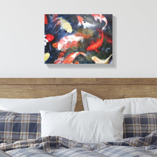 Koi Fish Pond, Abstract, olieverf afdrukken (Insitu (Slaapkamer))