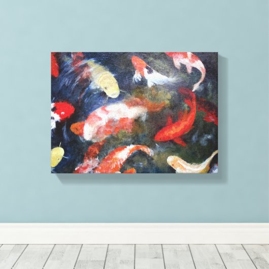 Koi Fish Pond, Abstract, olieverf afdrukken (Insitu (Houten vloer))