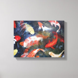 Koi Fish Pond, Abstract, olieverf afdrukken