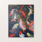 Koi Fish Pond, Abstract, olieverf afdrukken Legpuzzel (Verticaal)