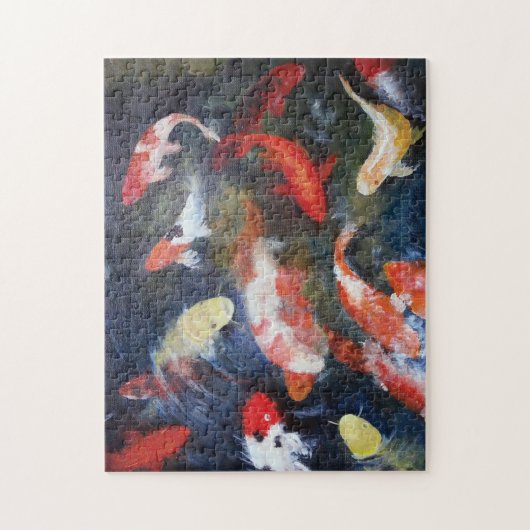 Koi Fish Pond, Abstract, olieverf afdrukken Legpuzzel (Verticaal)