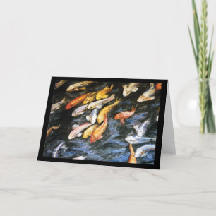 Koi Fish Pond Art Painting Greeting of Note Cards Kaart