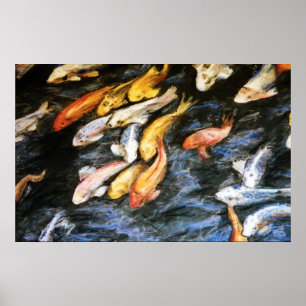 Koi Fish Pond Art Painting Poster Print