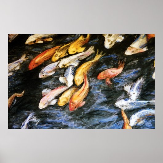 Koi Fish Pond Art Painting Poster Print (Voorkant)