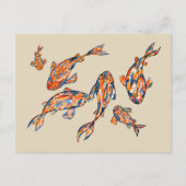 Koi Fish Pond beige Waterverf Briefkaart (Voorkant)