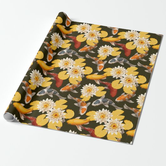 Koi Fish Pond Cadeaupapier (Uitgerold)