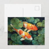 Koi Fish Pond Lily Pads Briefkaart (Voorkant / Achterkant)