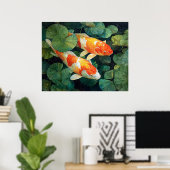 Koi Fish Pond Lily Pads Poster (Thuiskantoor)