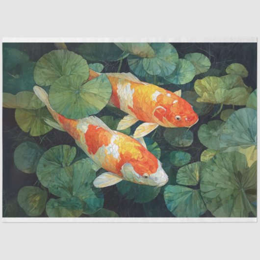 Koi Fish Pond Lily Pads Tissuepapier (Voorkant)