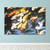 Koi Fish Pond Painped Canvas Art Print (Insitu (Houten vloer))