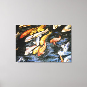 Koi Fish Pond Painped Canvas Art Print