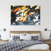 Koi Fish Pond Painped Canvas Art Print (Insitu (Slaapkamer))