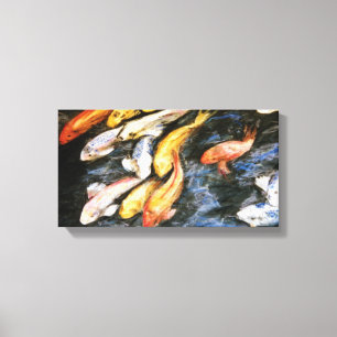 Koi Fish Pond Painting Canvas Print (klein)