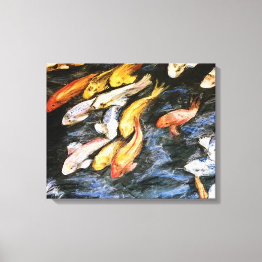 Koi Fish Pond Painting Canvas Print (klein) (Voorkant)