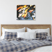 Koi Fish Pond Painting Canvas Print (klein) (Insitu (Slaapkamer))