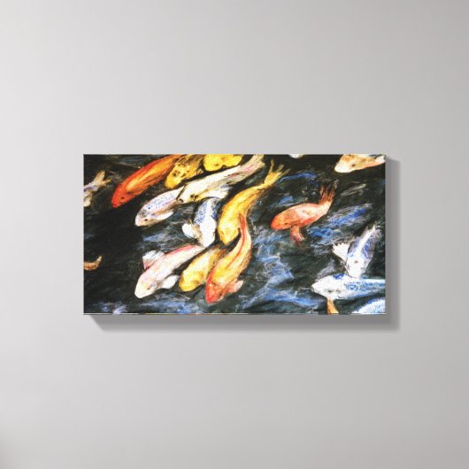 Koi Fish Pond Painting Canvas Print (klein) (Voorkant)