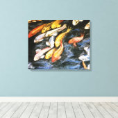 Koi Fish Pond Painting Canvas Print (klein) (Insitu (Houten vloer))