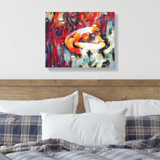 Koi Fish Pond Rug Area Binnen of Buiten Canvas Afdruk (Insitu (Slaapkamer))