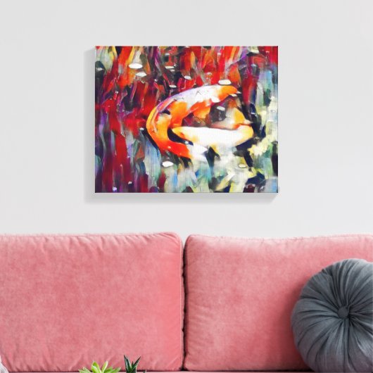 Koi Fish Pond Rug Area Binnen of Buiten Canvas Afdruk (Insitu (Woonkamer))