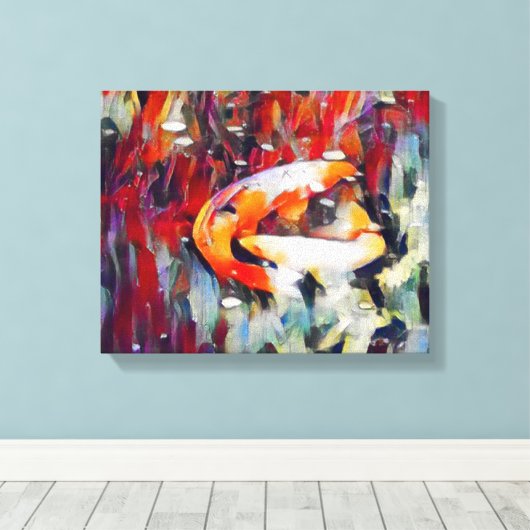 Koi Fish Pond Rug Area Binnen of Buiten Canvas Afdruk (Insitu (Houten vloer))