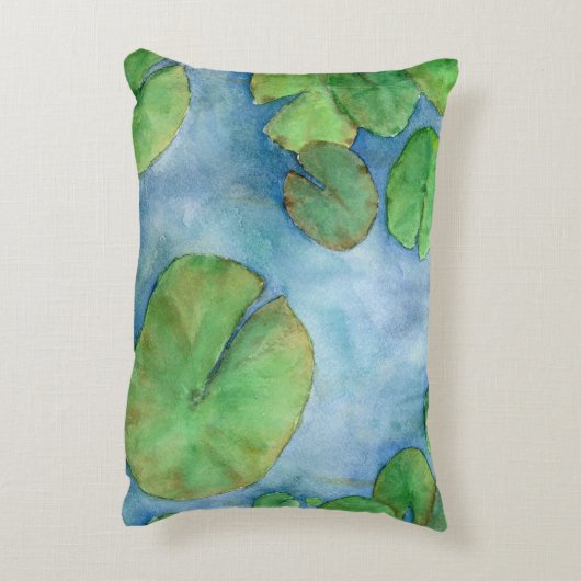 Koi Fish Pond watercolor Accent Kussen (Achterkant (Verticaal))