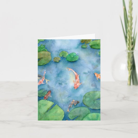 Koi Fish Pond watercolor Bedankkaart (Voorkant)
