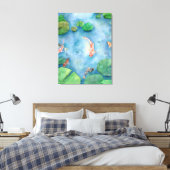 Koi Fish Pond watercolor Canvas Afdruk (Insitu (Slaapkamer))