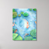 Koi Fish Pond watercolor Canvas Afdruk (Voorkant)